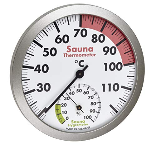 TFA Dostmann Analoges Sauna-Thermo-Hygrometer, hitzebeständige Materialien, Temperatur, Luftfeuchtigkeit,L 120 x B 37 x H 120 mm